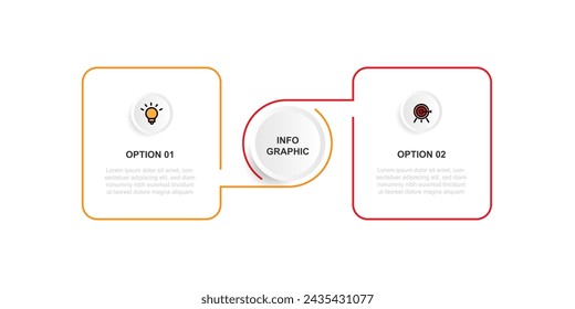 2 step template infographic vector element with business icons suitable for web presentation and business information