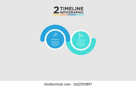 2 step timeline infographic element. Business concept with two options and number, steps or processes. data visualization. Vector illustration.