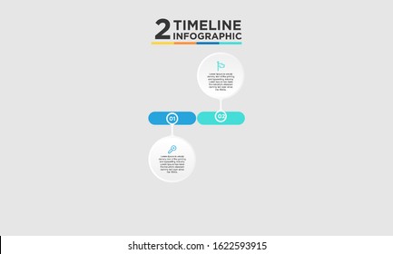 2 step timeline infographic element. Business concept with two options and number, steps or processes. data visualization. Vector illustration.