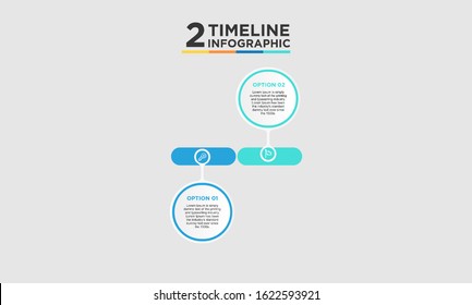 2 step timeline infographic element. Business concept with two options and number, steps or processes. data visualization. Vector illustration.