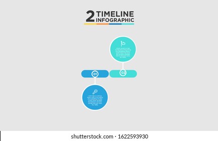 2 step timeline infographic element. Business concept with two options and number, steps or processes. data visualization. Vector illustration.