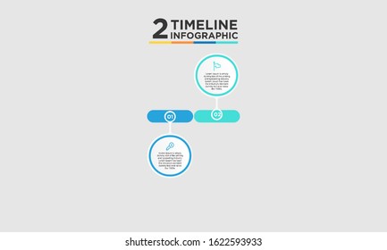 2 step timeline infographic element. Business concept with two options and number, steps or processes. data visualization. Vector illustration.