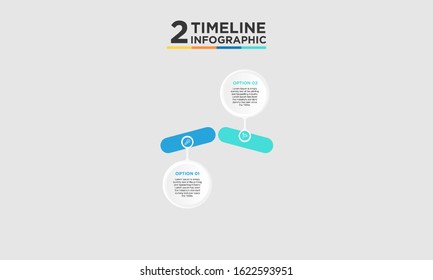2 step timeline infographic element. Business concept with two options and number, steps or processes. data visualization. Vector illustration.