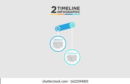 2 step timeline infographic element. Business concept with two options and number, steps or processes. data visualization. Vector illustration.