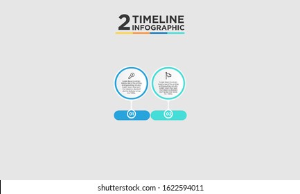 2 step timeline infographic element. Business concept with two options and number, steps or processes. data visualization. Vector illustration.