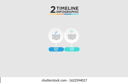 2 step timeline infographic element. Business concept with two options and number, steps or processes. data visualization. Vector illustration.