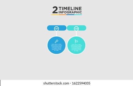 2 step timeline infographic element. Business concept with two options and number, steps or processes. data visualization. Vector illustration.