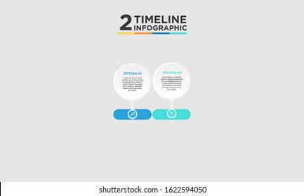 2 step timeline infographic element. Business concept with two options and number, steps or processes. data visualization. Vector illustration.