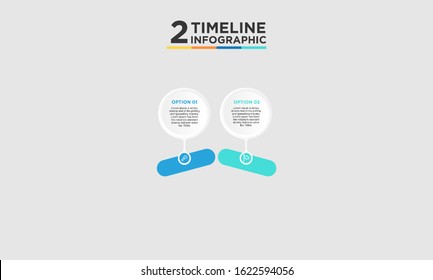 2 step timeline infographic element. Business concept with two options and number, steps or processes. data visualization. Vector illustration.