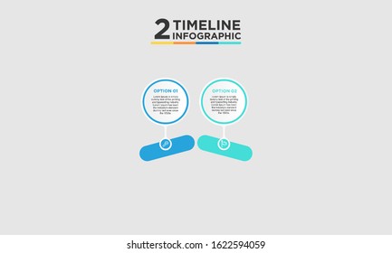 2 step timeline infographic element. Business concept with two options and number, steps or processes. data visualization. Vector illustration.