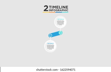 2 step timeline infographic element. Business concept with two options and number, steps or processes. data visualization. Vector illustration.