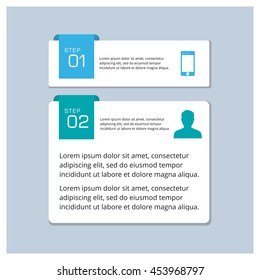 2 Steps Accordion infographics card template modern Design template / can be used for infographics / numbered banners / horizontal cutout lines / graphic or website layout vector