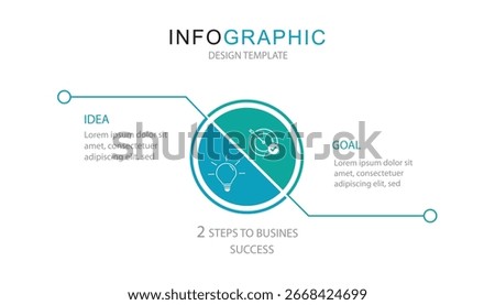 2 steps to business infographic template, circle infographic , timeline, design, growth, template chart, 2 steps process,	