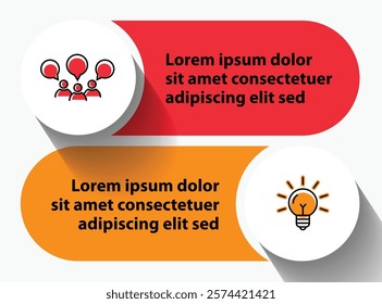 2 steps infographic template with 2 options. Flowchart that can be used for business report, data visualization and presentation. Timeline infographic elements vector illustration.