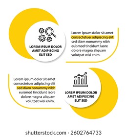 2 steps infographic template with 2 options. Flowchart that can be used for business report, data visualization and presentation. Timeline infographic elements vector illustration.