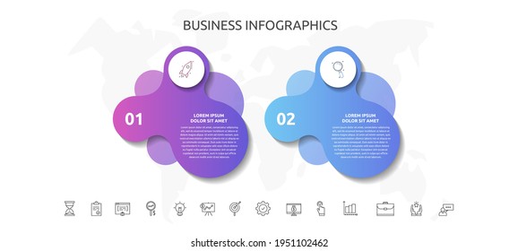 2 steps infographics with abstract labels. Vector template two part used for diagram, info graph, timeline, content, levels, chart, processes diagram