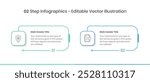 2 Steps Infographics Design Template - Graph, Pie chart, workflow layout, squire diagram, brochure, report, presentation, web design Editable Vector illustration on white background