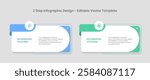 2 Steps Infographics Design Template - Graph, Pie chart, workflow layout, rectangular diagram, brochure, report, presentation, web design Editable Vector illustration on white background