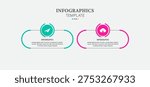 2 Steps Infographics Design Template - Graph, Pie chart, workflow layout, rectangular box diagram, timeline, report, presentation design template Editable Vector illustration on white background