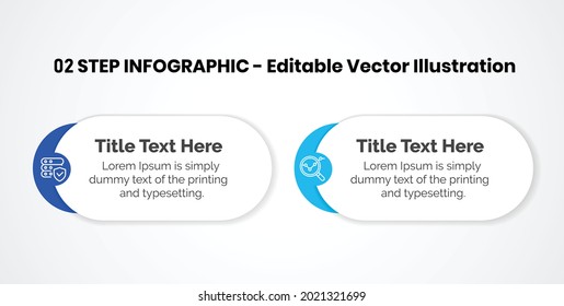 Plantilla de diseño de infografías de 2 pasos: gráfico, gráfico circular, diseño de flujo de trabajo, diagrama de ciclo, folleto, informe, presentación, diseño web. Ilustración del vector editable