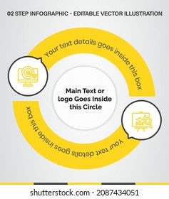 2 Steps Infographics Design Template - Graph, Pie chart, workflow layout, cycling diagram, brochure, report, presentation, web design. Editable Vector illustration