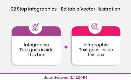 2 Schritte Infografik Design Vorlage - Grafik, Pie-Diagramm, Workflow-Layout, Squire-Diagramm, Broschüre, Bericht, Präsentation, Web-Design. Bearbeitbare Vektorgrafik