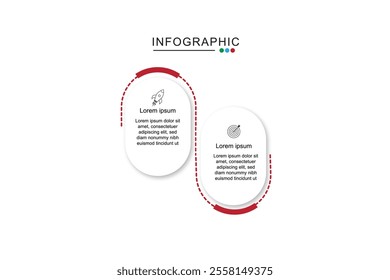 2 Steps Infographics Design Template - Graph, Pie chart, workflow layout, squire diagram, brochure, report, presentation, web design Editable Vector