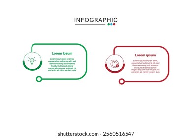 2 Steps Infographics Design Template - Graph, Pie chart, workflow layout, squire diagram, brochure, report, presentation, web design Editable Vector