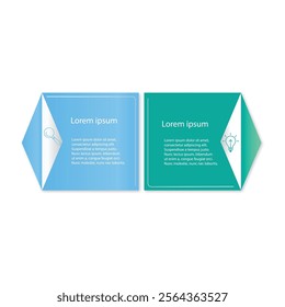 2 Steps Infographics Design Template - Graph, Pie chart, workflow layout, squire diagram,