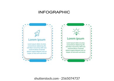 2 Steps Infographics Design Template - Graph, Pie chart, workflow layout, squire diagram, brochure, report, presentation, web design Editable Vector