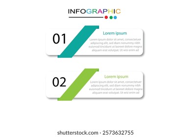 2 Steps Infographics Design Template - Graph, Pie chart, workflow layout, squire diagram, brochure, report, presentation, web design Editable Vector