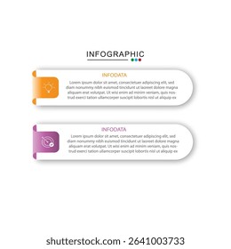 2 Steps Infographics Design Template - Graph, Pie chart, workflow layout, squire diagram, brochure, report, presentation, web design. Editable Vector