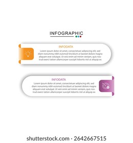 2 Steps Infographics Design Template - Graph, Pie chart, workflow layout, squire diagram, brochure, report, presentation, web design Editable Vector