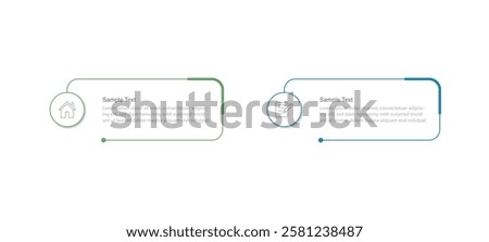 2 Steps Infographics Design Template - Graph, Pie chart, workflow layout, squire diagram, brochure, report, presentation, web design Editable Vector illustration on white background