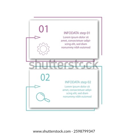 2 Steps Infographics Design Template, diagram, brochure, report, presentation, web design Vector illustration on white background