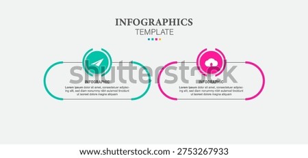 2 Steps Infographics Design Template - Graph, Pie chart, workflow layout, rectangular box diagram, timeline, report, presentation design template Editable Vector illustration on white background