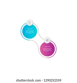 2 steps or 2 options infographic  element. Can be used for process diagram, presentations, workflow layout, banner, flow chart, info graph, report, web design, testimonial. Business template vector.