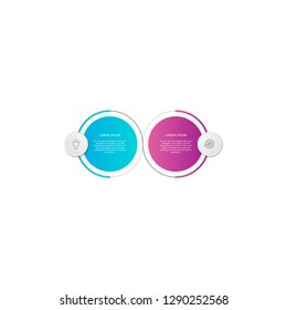 2 steps or 2 options infographic  element. Can be used for process diagram, presentations, workflow layout, banner, flow chart, info graph, report, web design, testimonial. Business template vector.