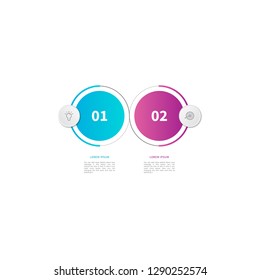 2 steps or 2 options infographic  element. Can be used for process diagram, presentations, workflow layout, banner, flow chart, info graph, report, web design, testimonial. Business template vector.