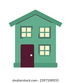 Zweistöckiges Haus 2D Cartoon Objekt. Vorort-Haus. Nachbarschaft, zweistöckig, einzelne Vektorgrafik weißer Hintergrund. Immobilien bauen. Moderne Wohnarchitektur, Flachbild-Illustration