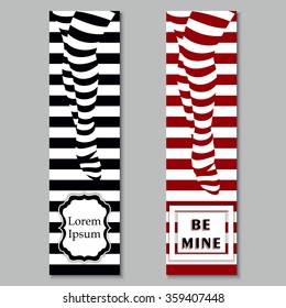 2 striped vertical banner of beautiful woman legs. Vintage vogue style, pop art. Fashion design for website, banner, gift tags, greeting cards, invitation, brochure, and other graphics. Vector