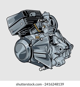 2 stroke motorcycle engine illustration vector isolated