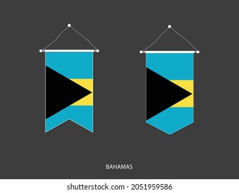 2 style of Bahamas flag. Ribbon versions and Arrow versions. Both isolated on a black background.
