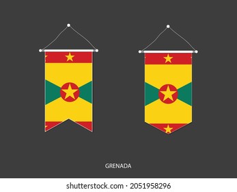 2 style of Grenada flag. Ribbon versions and Arrow versions. Both isolated on a black background.