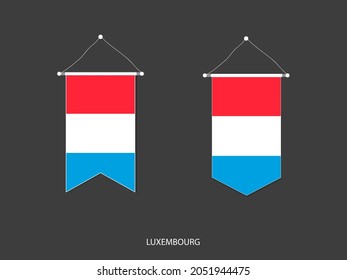 2 style of Luxembourg flag. Ribbon versions and Arrow versions. Both isolated on a black background.