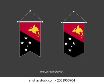 2 style of Papua New Guinea flag. Ribbon versions and Arrow versions. Both isolated on a black background.