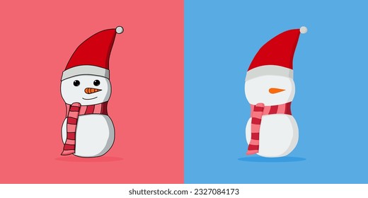 A 2 Style of Snowman on a background in a colorful Christmas concept, Vector illustration