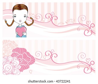 2 stylish Valentine's Day banners. Easy to edit.