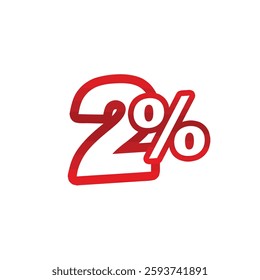 2% symbol to be used in discount, campaign and sale designs on a white background. vector