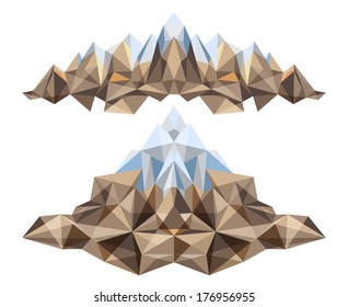 2 symmetric mountains in origami style